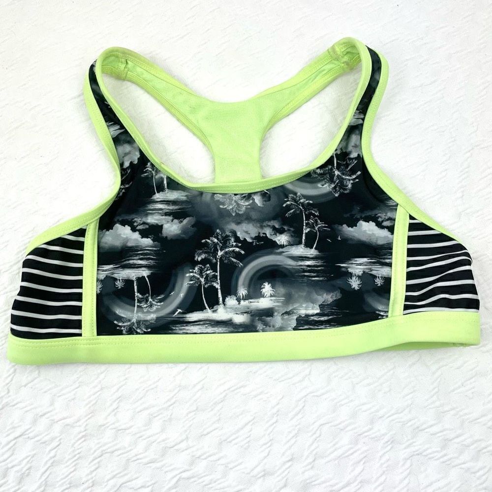 BUY 1 GET 1 FREE wonder nation large (10-12) girls sports bra green black palm t